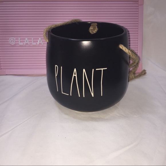 Rae Dunn Accessories - Rae Dunn PLANT hanging planter black with rope